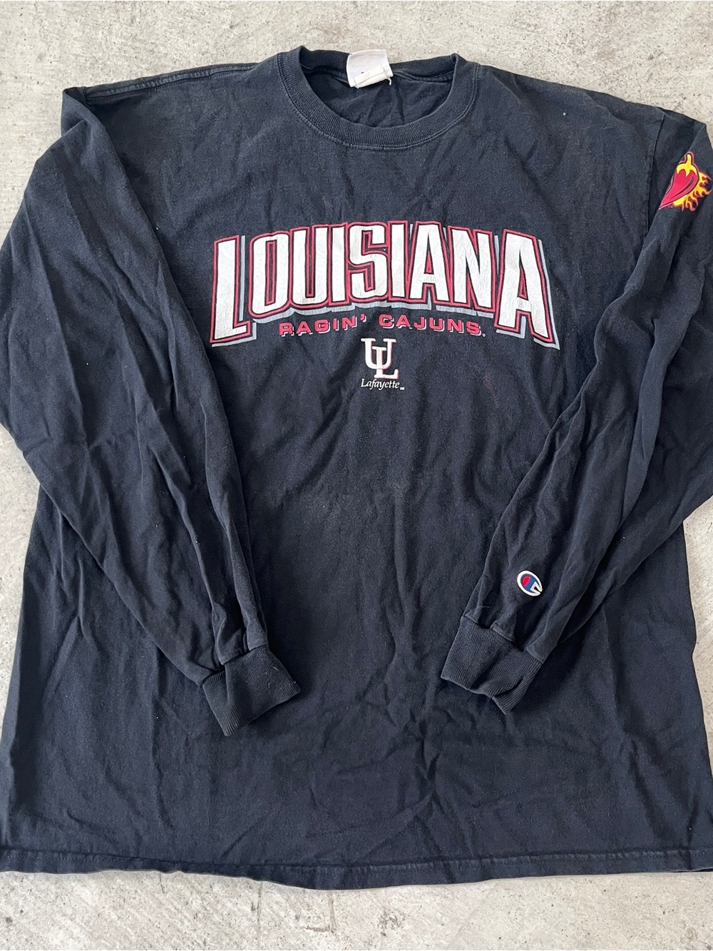 NCAA Champion Louisiana At Lafayette Raging Cajuns Mens XL LongSleeve 30x23